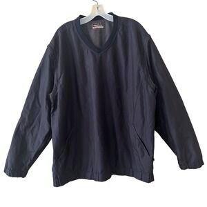 Grand Slam Mens XL Navy Blue V-Neck Mesh Lined Windbreaker Pullover Golf Jacket